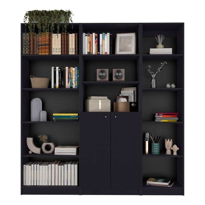 Scranton & Co Tolleson 3 Piece Living Room Set Black Engineered Wood