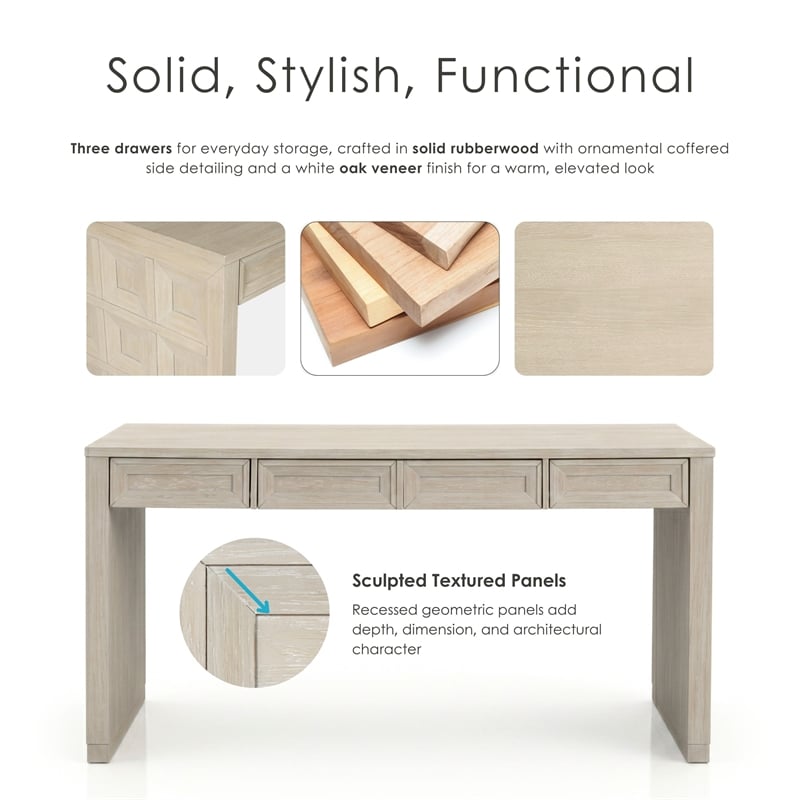 Scranton & Co Rubberwood Writing Desk with Drawers in Tawny Brown
