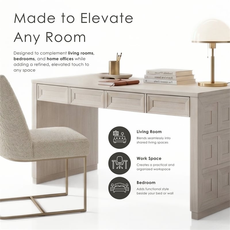 Scranton & Co Rubberwood Writing Desk with Drawers in Tawny Brown