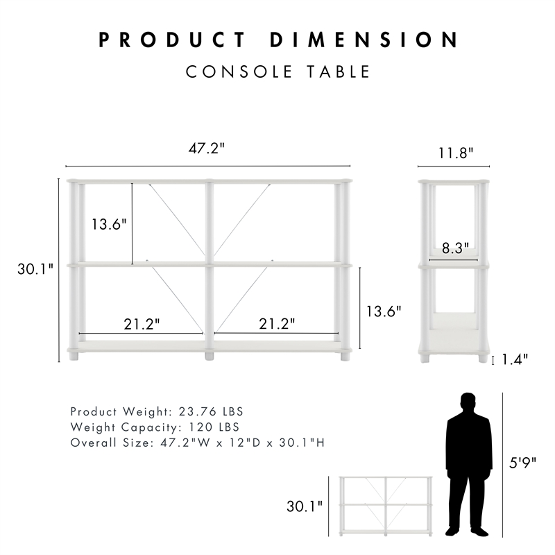 Scranton & Co 3-Tier Engineered Wood Open Bookcase in White