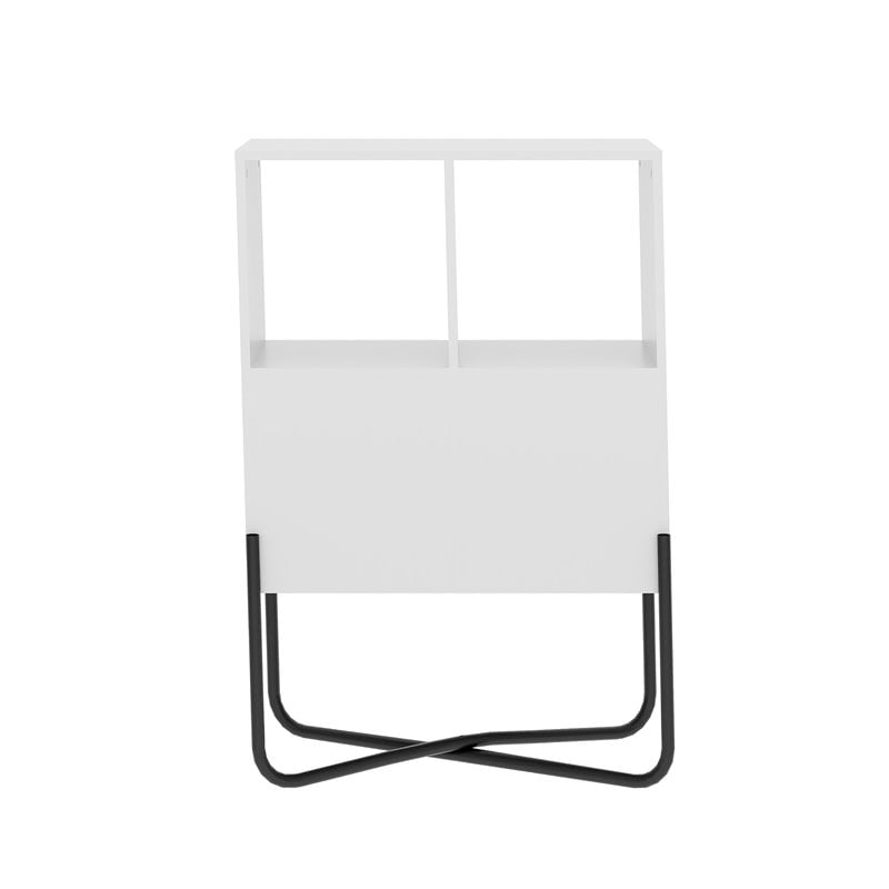 Scranton & Co 2-Shelf Engineered Wood and Metal Geometric Bookcase in White