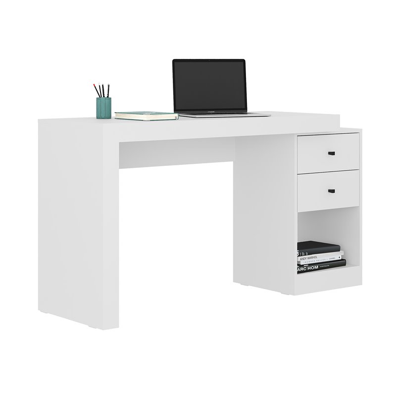 Scranton & Co Expandable Engineered Wood Writing Desk with Storage in White
