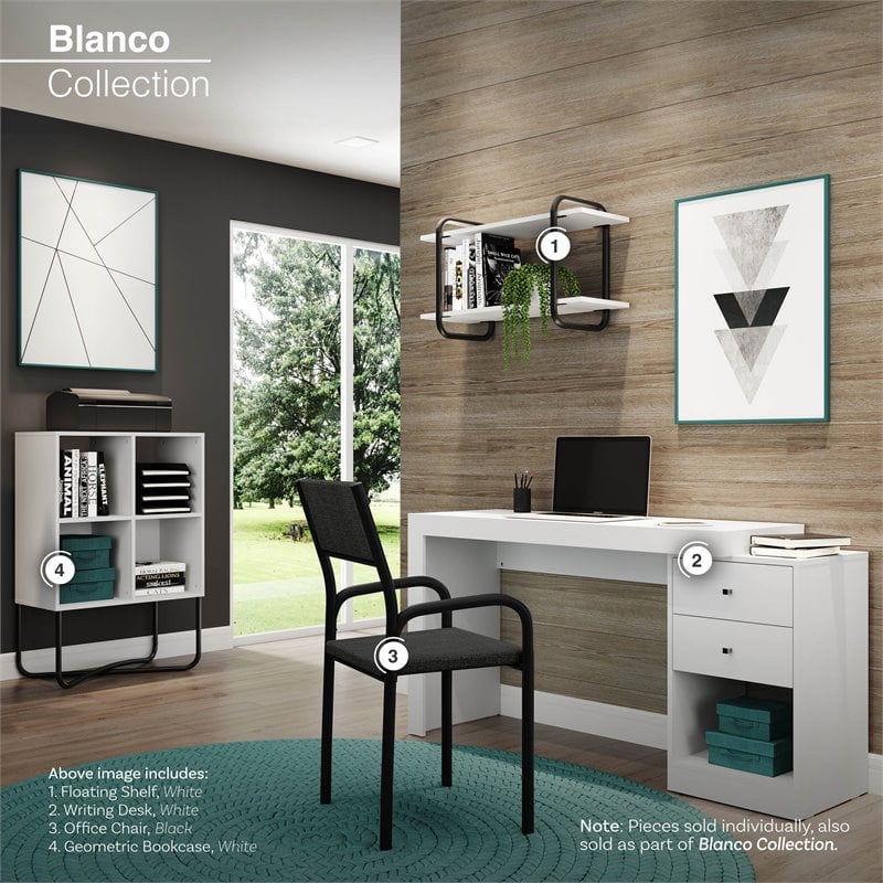 Scranton & Co Expandable Engineered Wood Writing Desk with Storage in White
