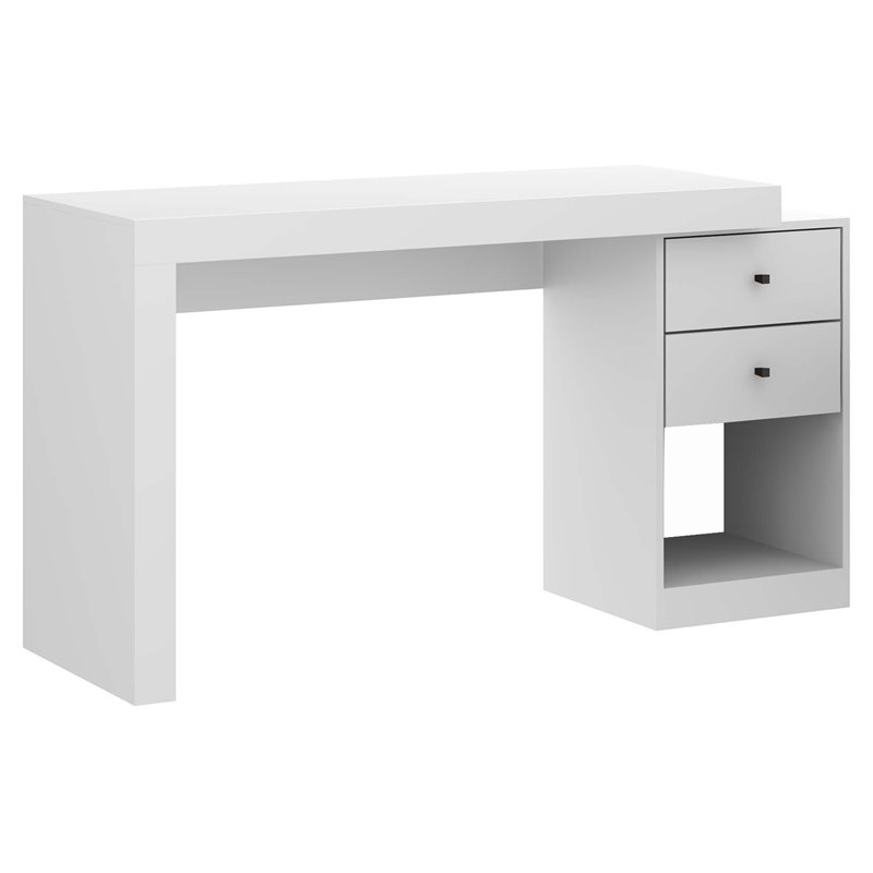 Scranton & Co Expandable Engineered Wood Writing Desk with Storage in White