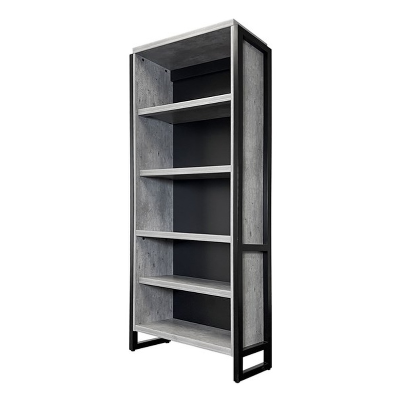 Scranton & Co Modern 4-Shelf Bookcase with Concrete Gray Wood Laminate