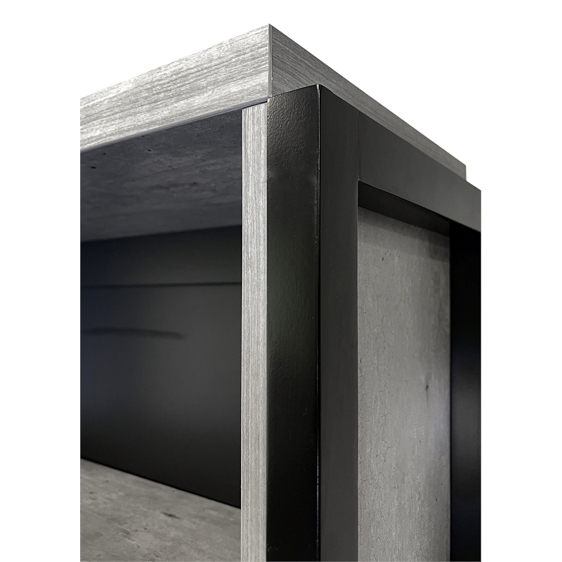 Scranton & Co Wood Laminate Bookcase with Doors in Concrete Gray