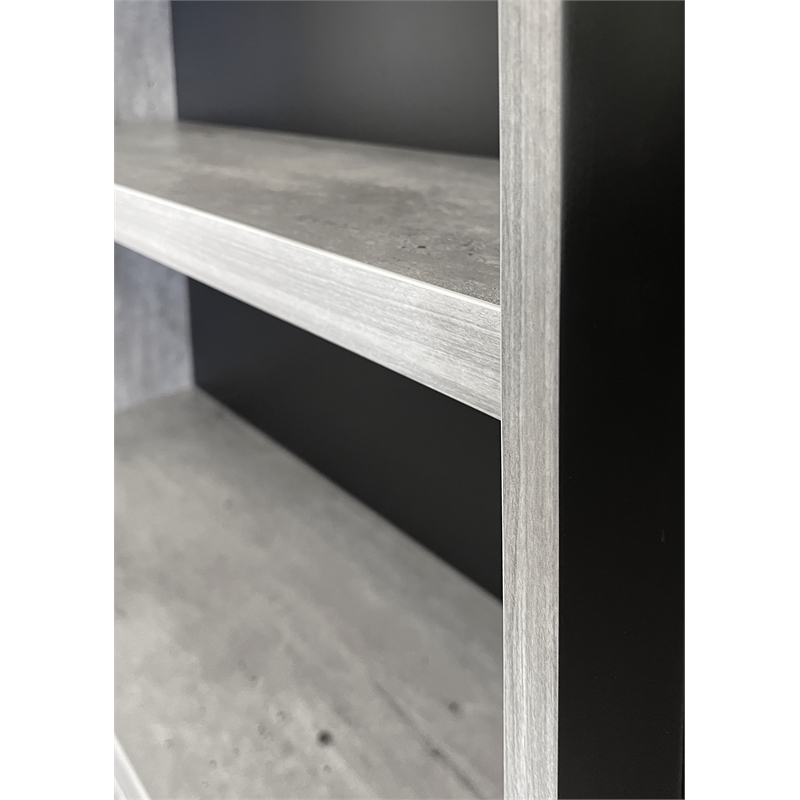Scranton & Co Wood Laminate Bookcase with Doors in Concrete Gray