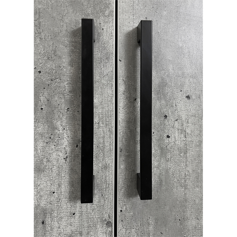 Scranton & Co Wood Laminate Bookcase with Doors in Concrete Gray