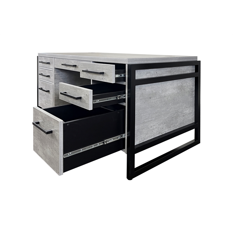 Scranton & Co Double Pedestal Executive Desk Wood Concrete Gray