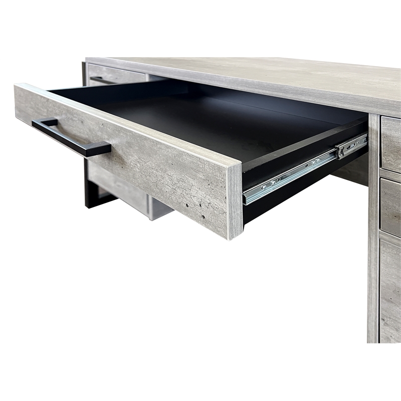 Scranton & Co Double Pedestal Executive Desk Wood Concrete Gray