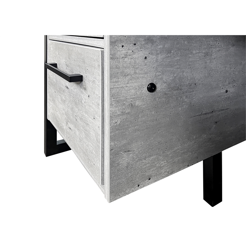 Scranton & Co Double Pedestal Executive Desk Wood Concrete Gray