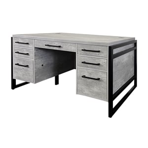 Scranton & Co Double Pedestal Executive Desk Wood Concrete Gray