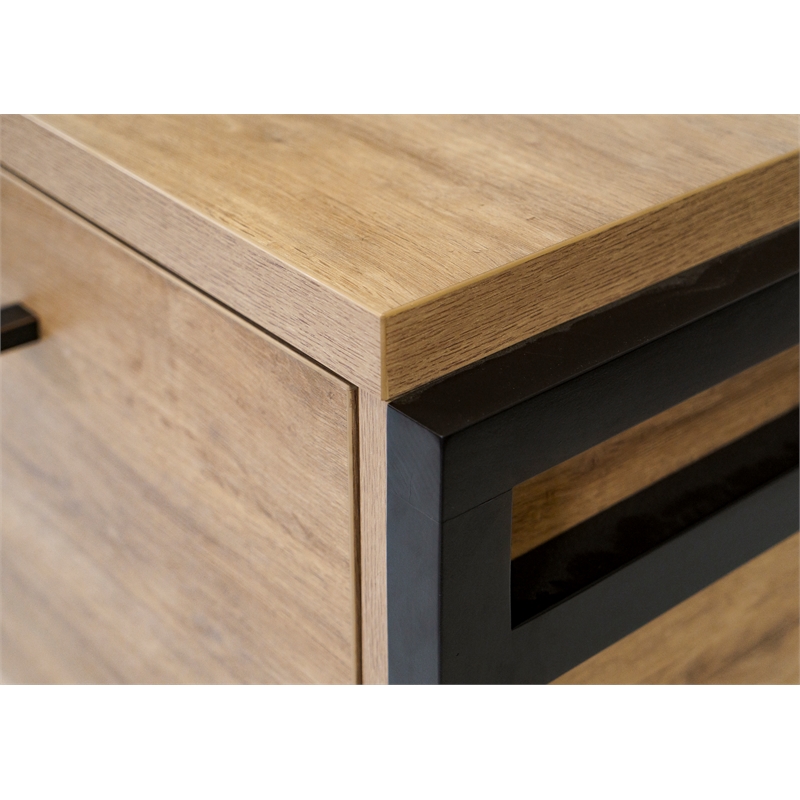 Scranton & Co Lateral File Cabinet Wood Locking Drawers Light Brown