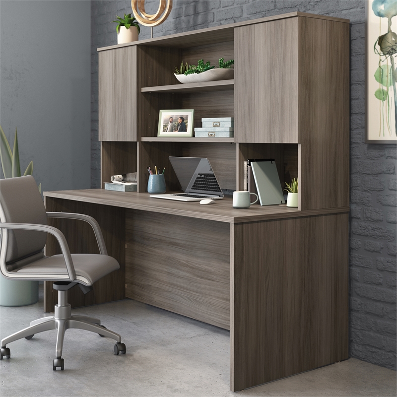 Scranton & Co 72x30 Desk with Hutch Set in Hudson Elm