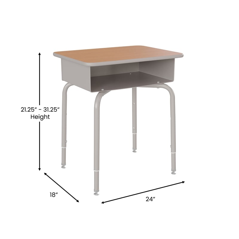Scranton & Co Metal Student Desk with Book Storage in Walnut/Silver