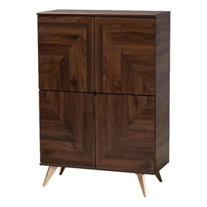 Scranton & Co Mid-Century Shoe Cabinet with 6 Shelves in Walnut Brown