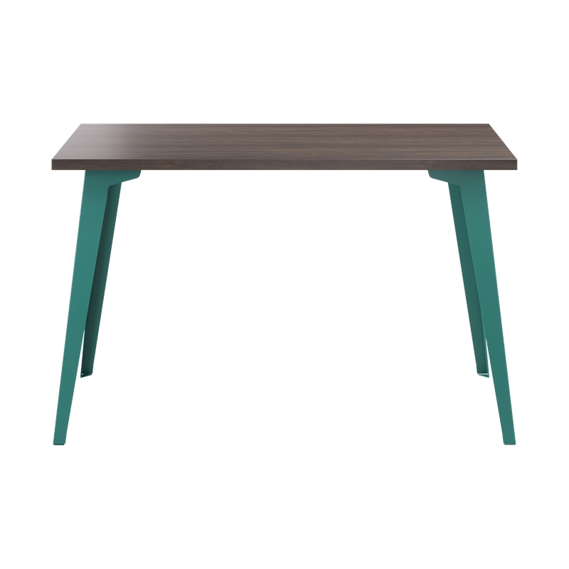 Scranton & Co 24x48 Mid-Century Modern Metal Desk in Teal/Trail Walnut
