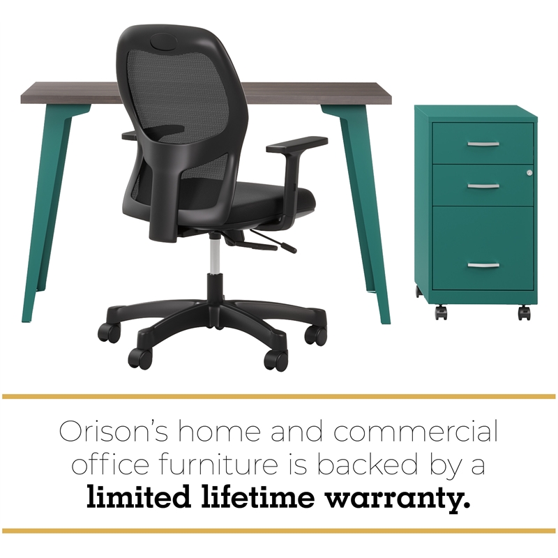 Scranton & Co 24x48 Mid-Century Modern Metal Desk in Teal/Trail Walnut