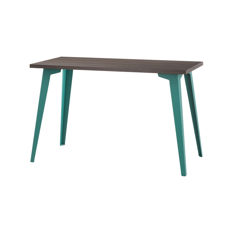 Scranton & Co 24x48 Mid-Century Modern Metal Desk in Teal/Trail Walnut