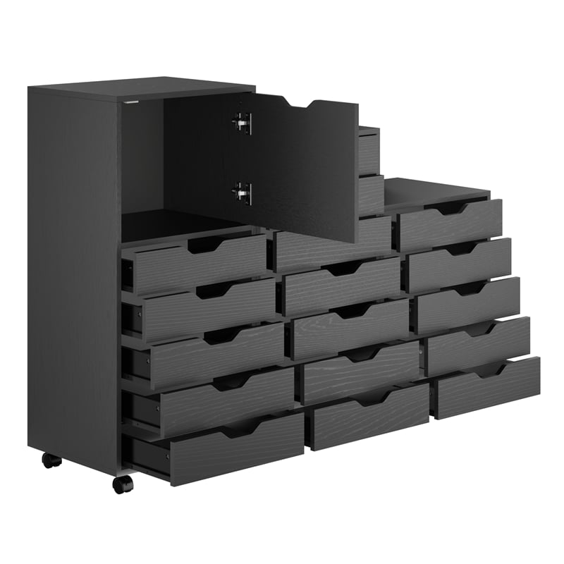 Scranton & Co 3-Piece Engineered Wood Storage Cabinet Set in Black