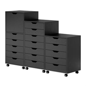 Scranton & Co 3-Piece Engineered Wood Storage Cabinet Set in Black