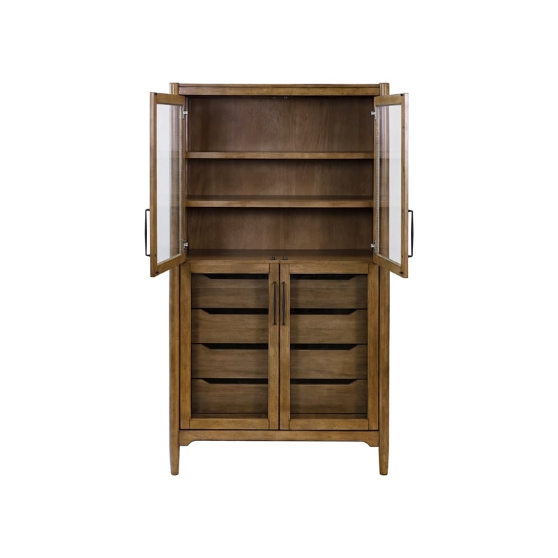 Scranton & Co Wood Display Cabinet with Glass Doors in Medium Brown