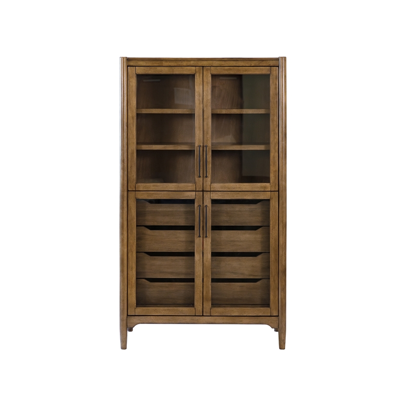 Scranton & Co Wood Display Cabinet with Glass Doors in Medium Brown