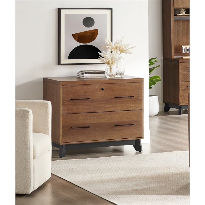 Scranton & Co Wood Lateral File Cabinet Fully Assembled in Medium Brown