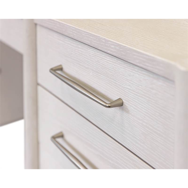 Scranton & Co Modern Wood Office Desk with Storage in Ash White Finish