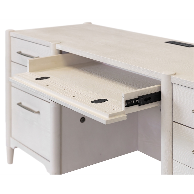 Scranton & Co Modern Wood Office Desk with Storage in Ash White Finish