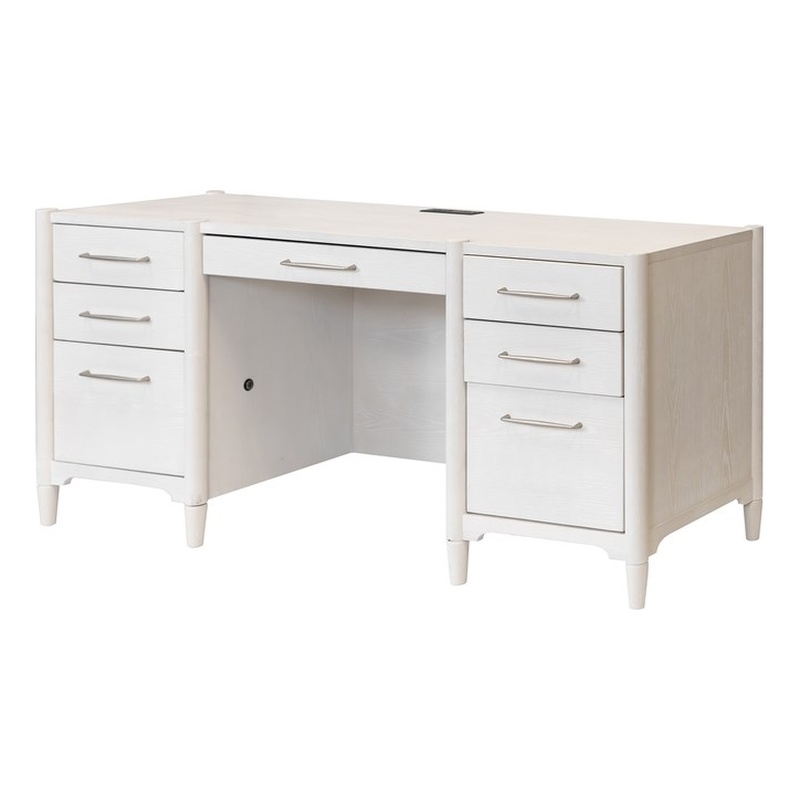 Scranton & Co Modern Wood Office Desk with Storage in Ash White Finish