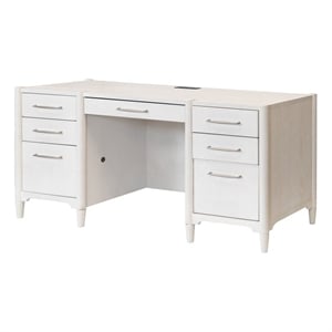 Scranton & Co Modern Wood Office Desk with Storage in Ash White Finish