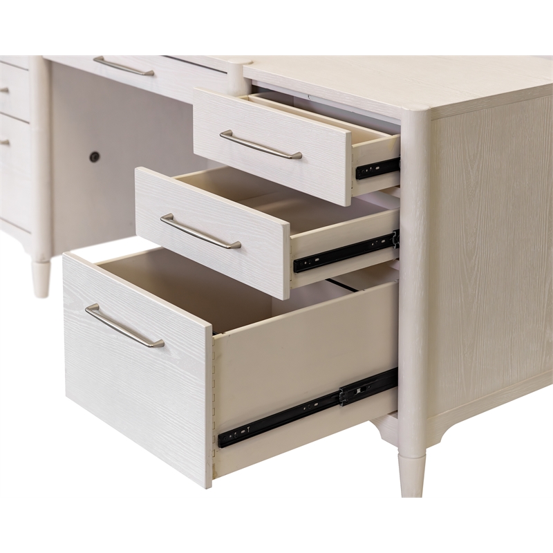 Scranton & Co Modern Wood Office Desk with Storage in Ash White Finish