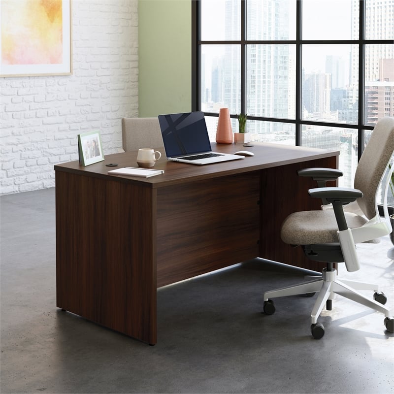 Scranton & Co Bowfront Executive Desk in Noble Elm Finish