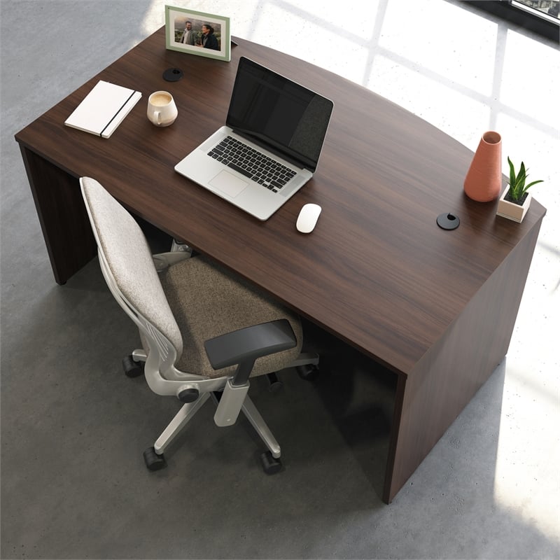 Scranton & Co Bowfront Executive Desk in Noble Elm Finish