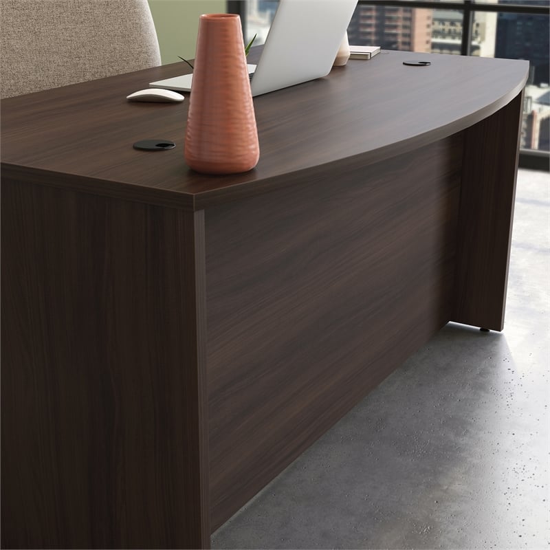 Scranton & Co Bowfront Executive Desk in Noble Elm Finish