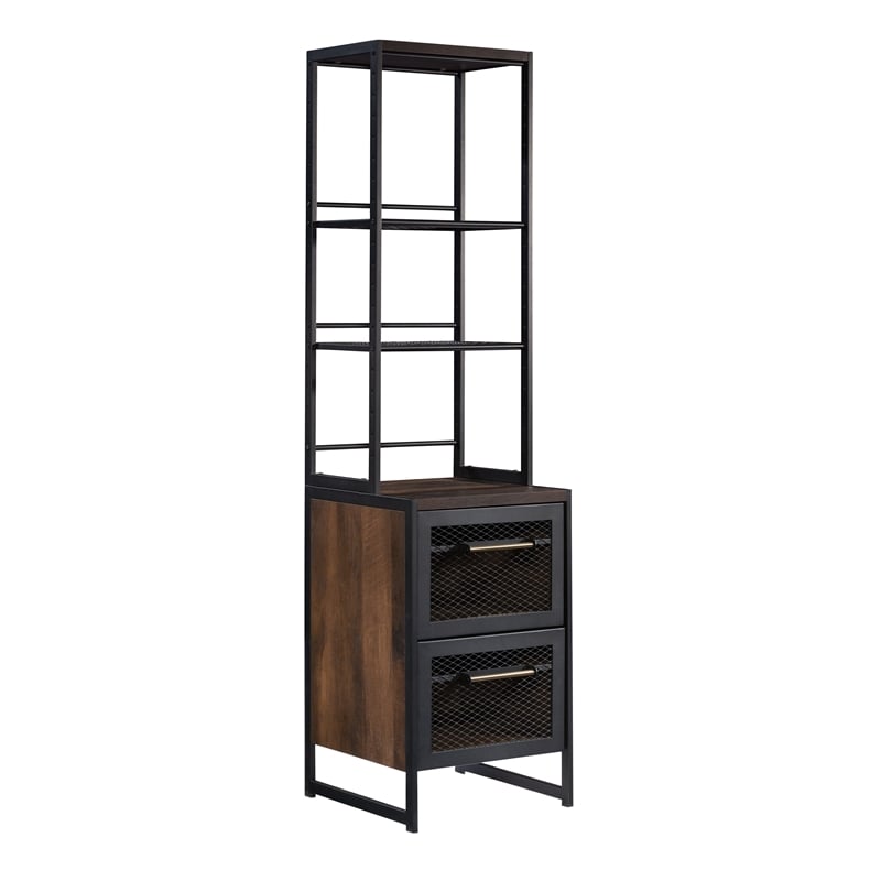 Scranton & Co File Tower with Adjustable Shelves in Barrel Oak Finish