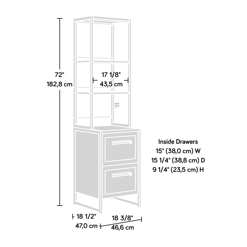 Scranton & Co File Tower with Adjustable Shelves in Barrel Oak Finish