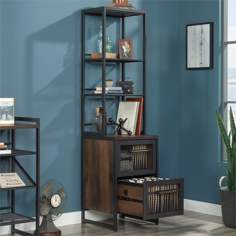 Scranton & Co File Tower with Adjustable Shelves in Barrel Oak Finish