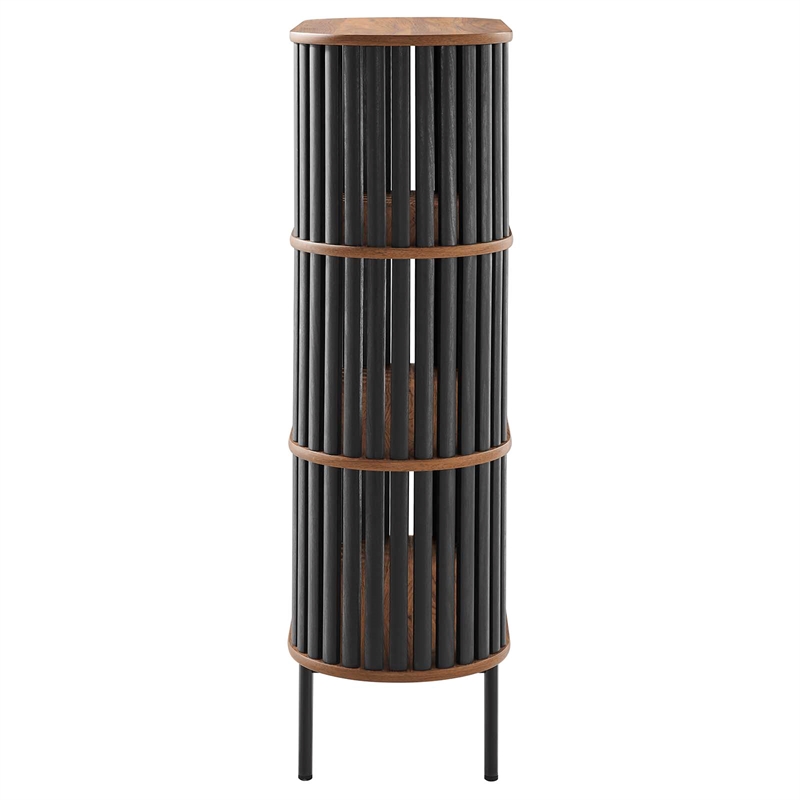 Scranton & Co 3-Tier MDF and Particleboard Display Cabinet in Walnut and Black