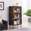 Scranton & Co 3-Tier MDF and Particleboard Display Cabinet in Walnut and Black