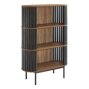 Scranton & Co 3-Tier MDF and Particleboard Display Cabinet in Walnut and Black