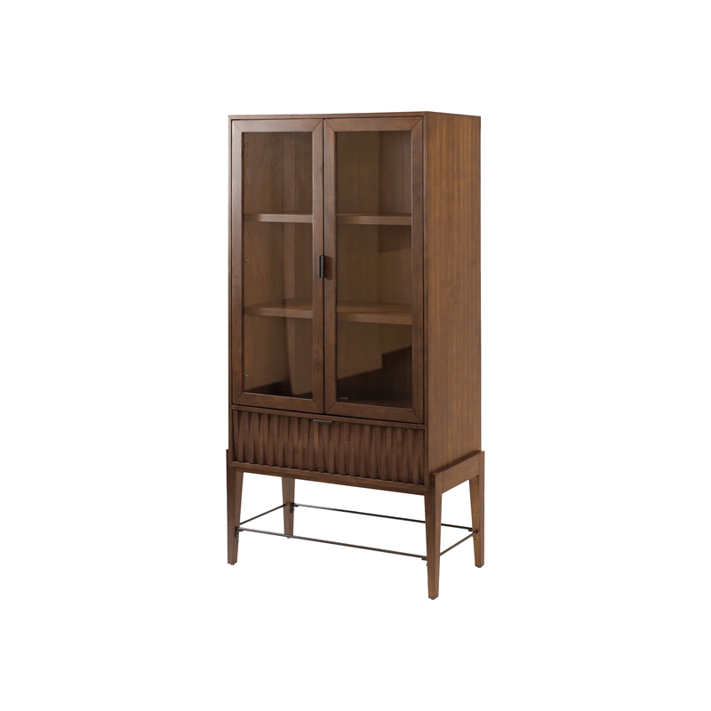 Scranton & Co Modern Glass Door Wood Bookcase with Shelves in Brown