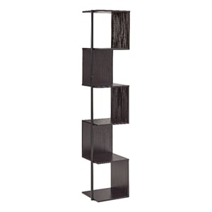 Scranton & Co Modern Wood 5-Shelf Corner Bookcase in Red Cocoa