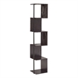 Scranton & Co Modern Wood 5-Shelf Corner Bookcase in Red Cocoa