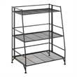 Scranton & Co Three-Tier Ladder Folding Shelf in Black Metal Frame