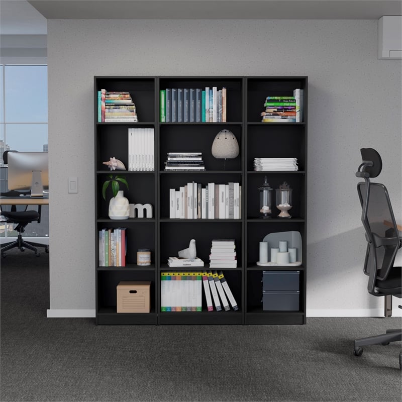 Scranton & Co Tatum 3 Piece Living Room Set with Bookcases Black