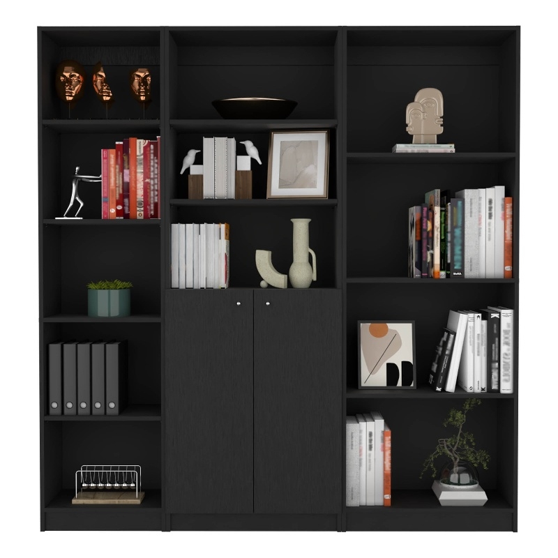 Scranton & Co Living Room Furniture Set in Black Engineered Wood