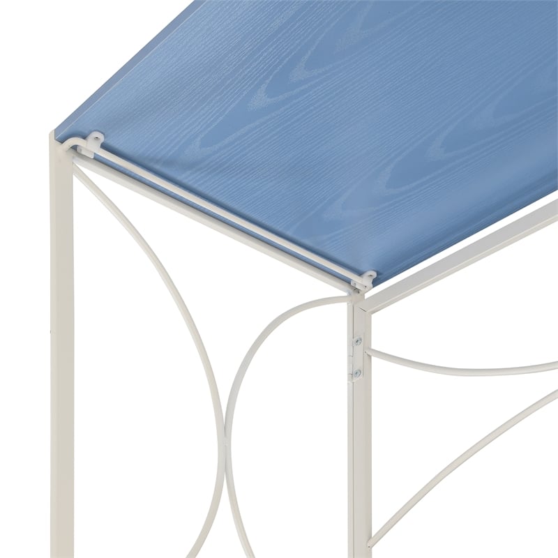 Scranton & Co Folding Desk in Blue Wood with White Metal Frame