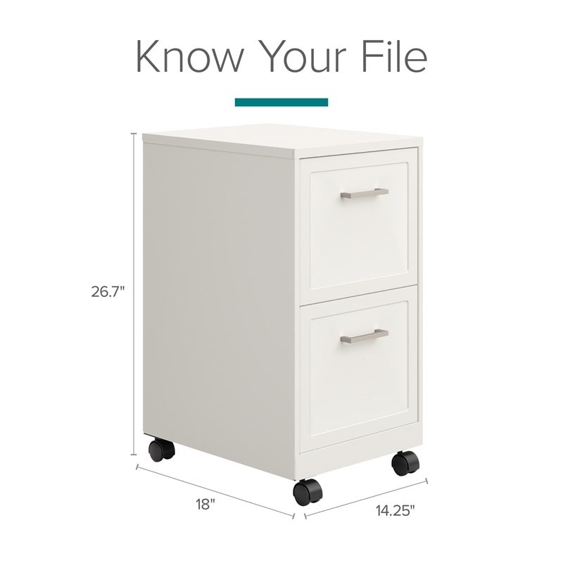 scranton & co 2-drawer mobile file cabinet in pearl white